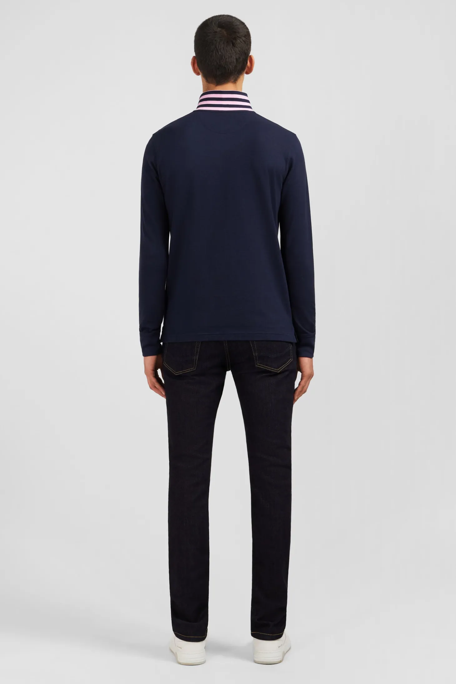 Navy cotton polo with contrasting neck