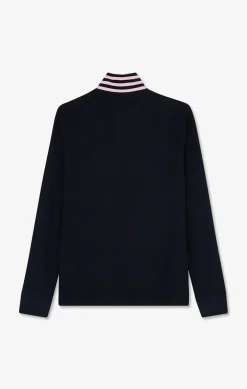 Navy cotton polo with contrasting neck