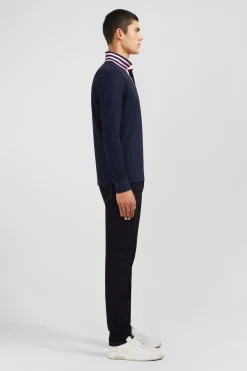 Navy cotton polo with contrasting neck