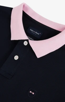 Navy cotton polo with contrasting neck