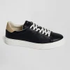 Navy low-top leather sneakers