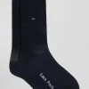 Navy socks with knit plays in stretch cotton