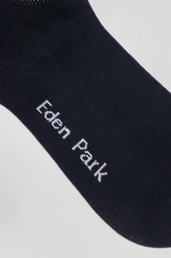 Navy socks with knit plays in stretch cotton