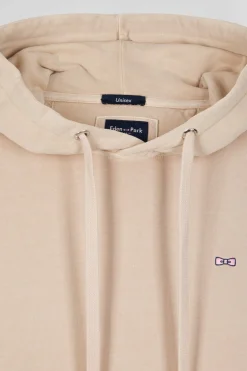 Oversize beige unisex dyed cotton fleece hoodie