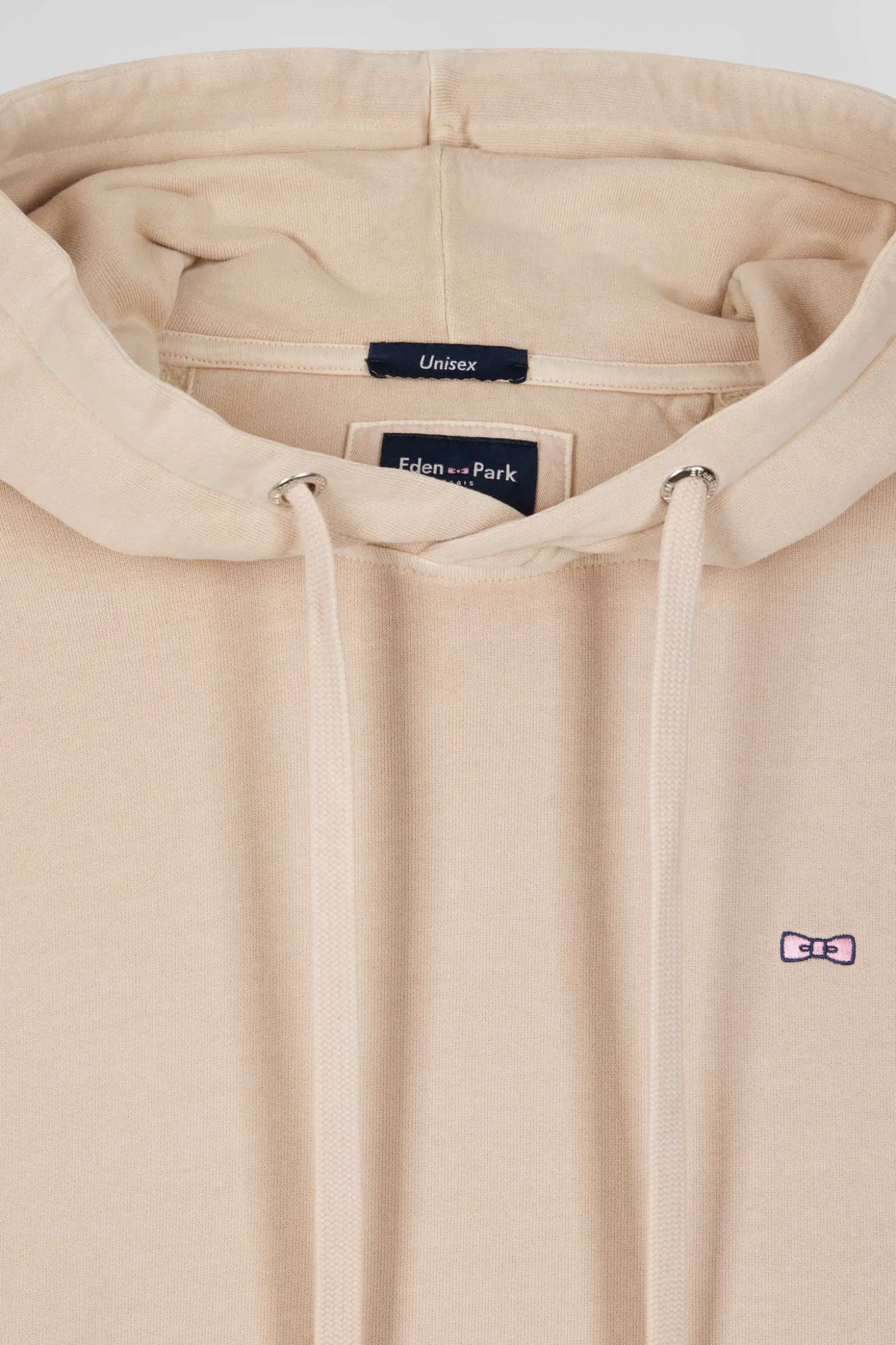 Oversize beige unisex dyed cotton fleece hoodie