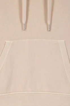 Oversize beige unisex dyed cotton fleece hoodie
