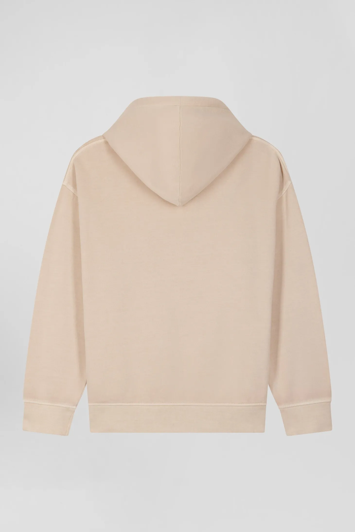 Oversize beige unisex dyed cotton fleece hoodie
