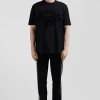 Oversize black short-sleeved cotton T-shirt with Eden Park Rugby print