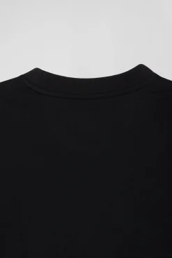 Oversize black short-sleeved cotton T-shirt with Eden Park Rugby print