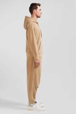 Oversize brown unisex dyed cotton fleece hoodie