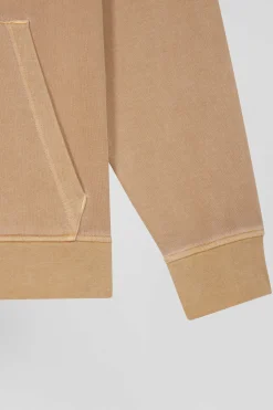 Oversize brown unisex dyed cotton fleece hoodie
