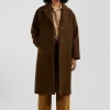 Oversize brown wool blend coat