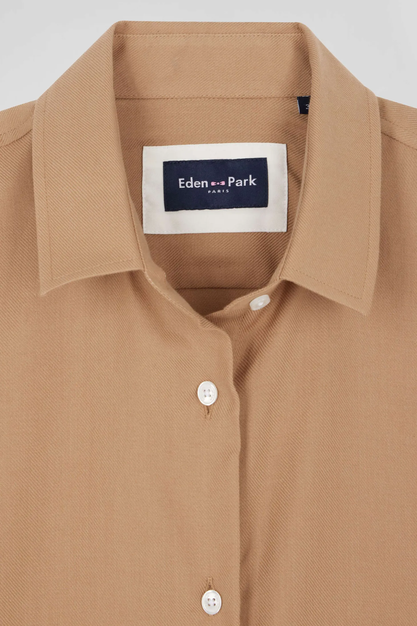 Oversize camel cotton and cashmere shirt
