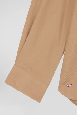 Oversize camel cotton and cashmere shirt