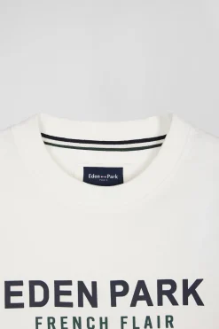 Oversize ecru Eden Park French Flair cotton short-sleeved T-shirt