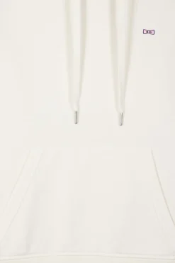 Oversize ecru unisex dyed cotton fleece hoodie