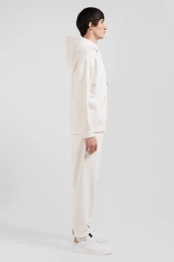 Oversize ecru unisex dyed cotton fleece hoodie