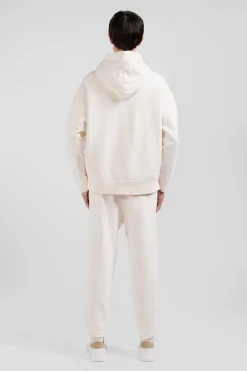 Oversize ecru unisex dyed cotton fleece hoodie