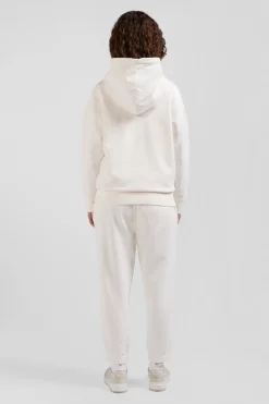 Oversize ecru unisex dyed cotton fleece hoodie