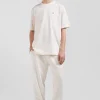 Oversize ecru unisex short-sleeved T-shirt in overdyed cotton