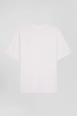 Oversize ecru unisex short-sleeved T-shirt in overdyed cotton