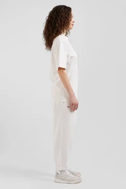 Oversize ecru unisex short-sleeved T-shirt in overdyed cotton