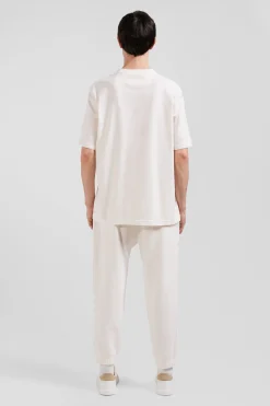 Oversize ecru unisex short-sleeved T-shirt in overdyed cotton