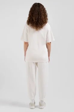 Oversize ecru unisex short-sleeved T-shirt in overdyed cotton
