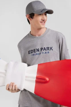 Oversize grey Eden Park French Flair cotton short-sleeved T-shirt