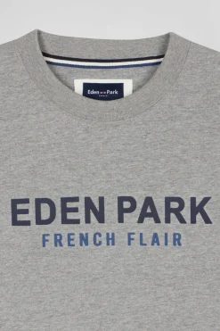 Oversize grey Eden Park French Flair cotton short-sleeved T-shirt