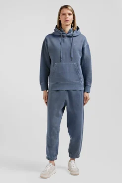 Oversize grey unisex dyed cotton fleece hoodie