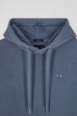 Oversize grey unisex dyed cotton fleece hoodie