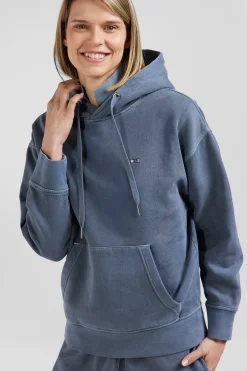 Oversize grey unisex dyed cotton fleece hoodie