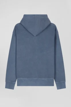 Oversize grey unisex dyed cotton fleece hoodie