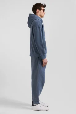 Oversize grey unisex dyed cotton fleece hoodie