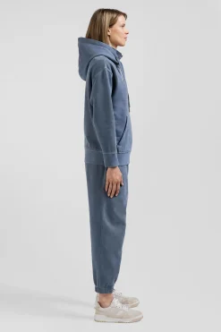 Oversize grey unisex dyed cotton fleece hoodie