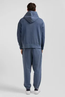 Oversize grey unisex dyed cotton fleece hoodie