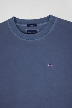 Oversize grey unisex short-sleeved T-shirt in overdyed cotton