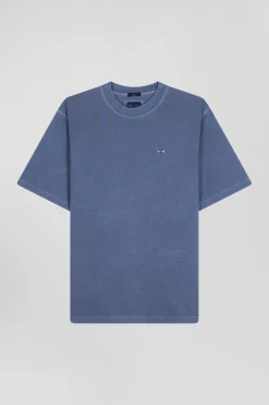 Oversize grey unisex short-sleeved T-shirt in overdyed cotton