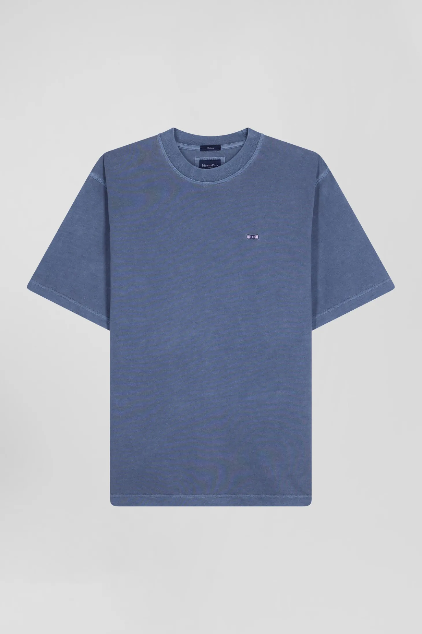 Oversize grey unisex short-sleeved T-shirt in overdyed cotton