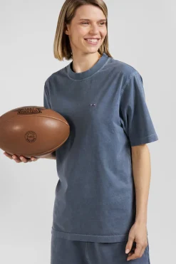 Oversize grey unisex short-sleeved T-shirt in overdyed cotton
