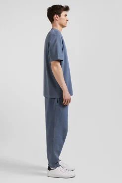 Oversize grey unisex short-sleeved T-shirt in overdyed cotton