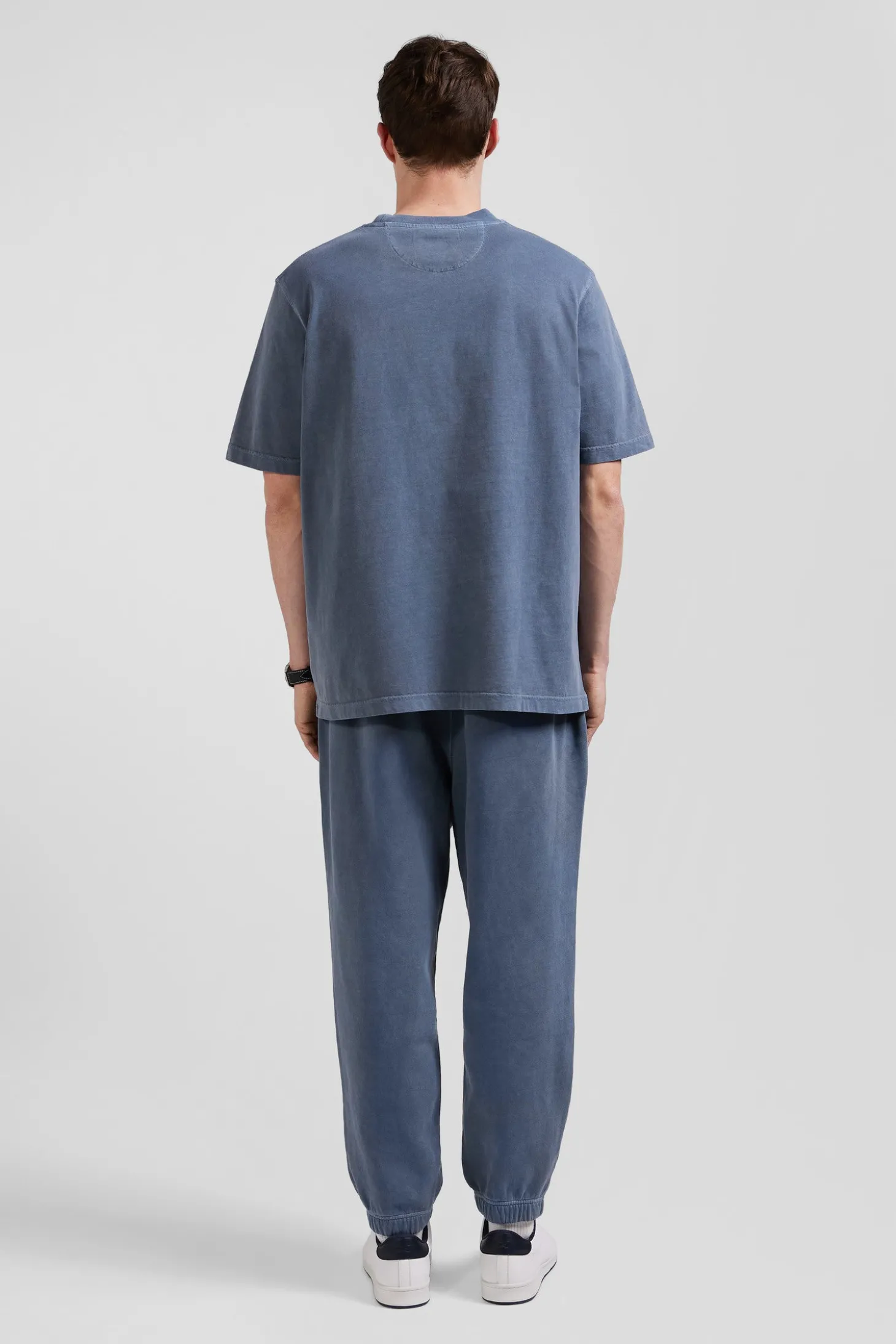 Oversize grey unisex short-sleeved T-shirt in overdyed cotton
