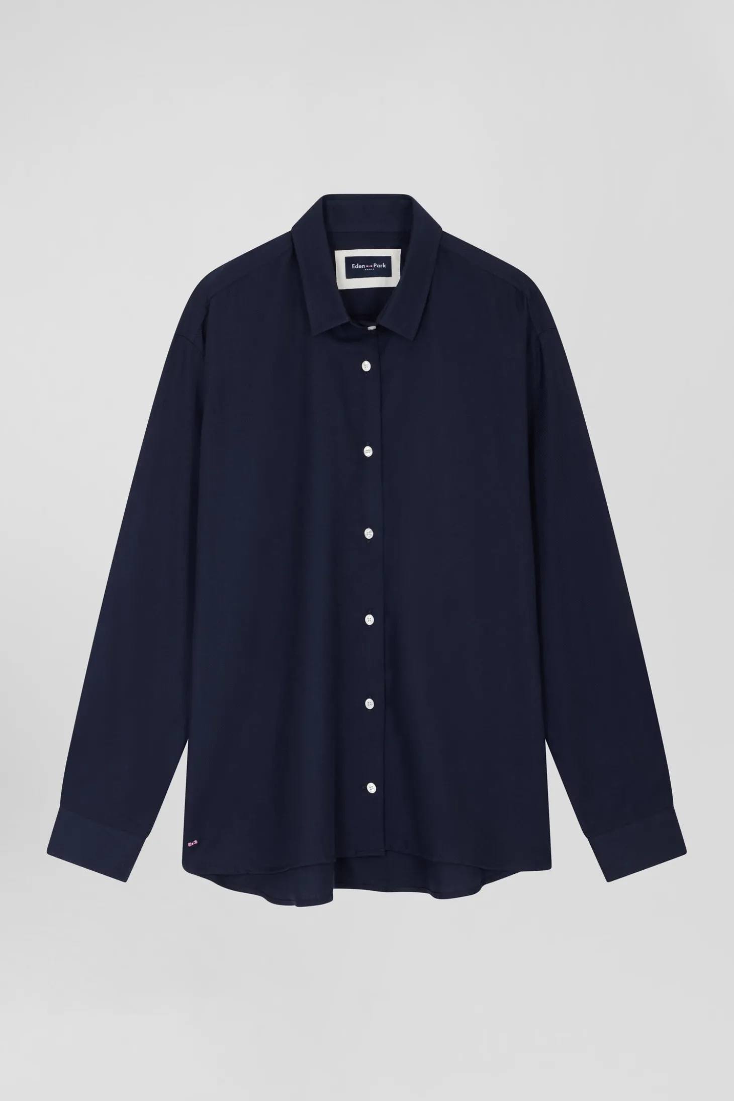 Oversize indigo cotton and cashmere shirt