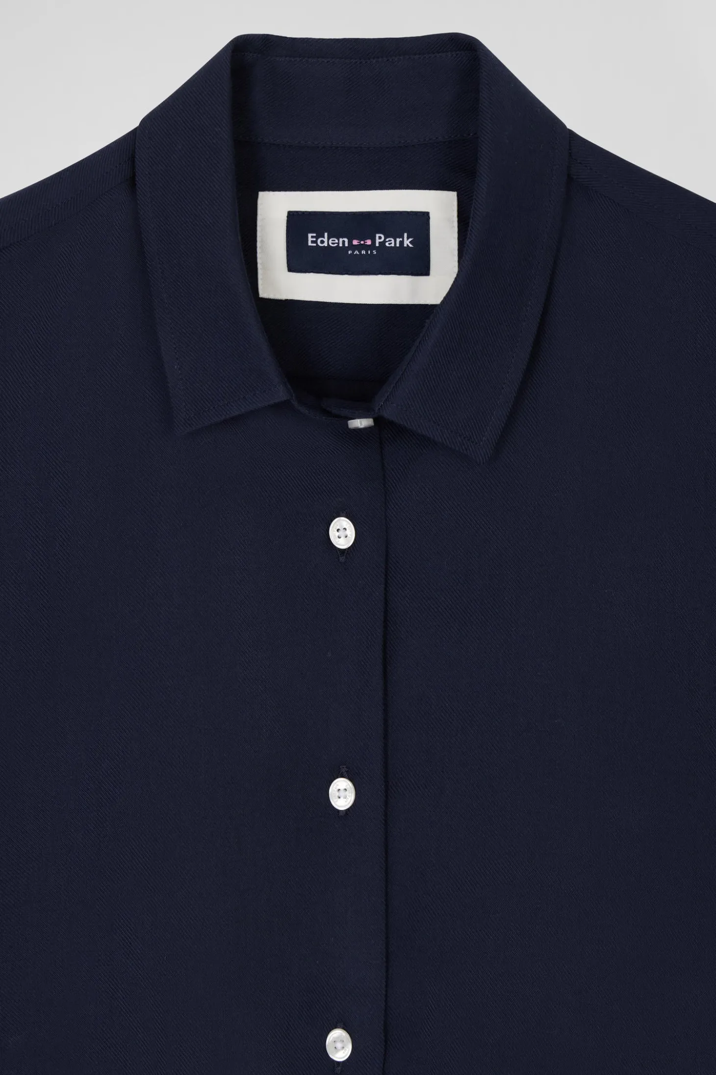 Oversize indigo cotton and cashmere shirt