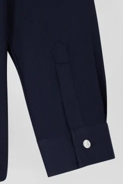 Oversize indigo cotton and cashmere shirt