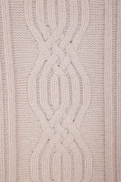 Oversize ivory wool blend high neck jumper with bow effect