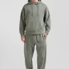 Oversize khaki unisex dyed cotton fleece hoodie