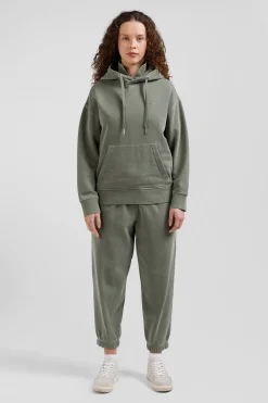 Oversize khaki unisex dyed cotton fleece hoodie
