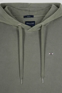 Oversize khaki unisex dyed cotton fleece hoodie
